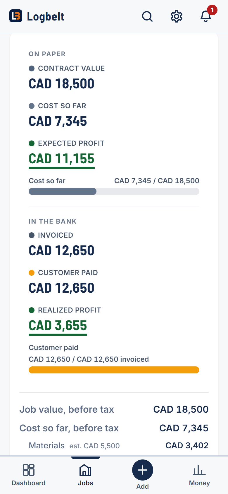 On paper vs in the bank